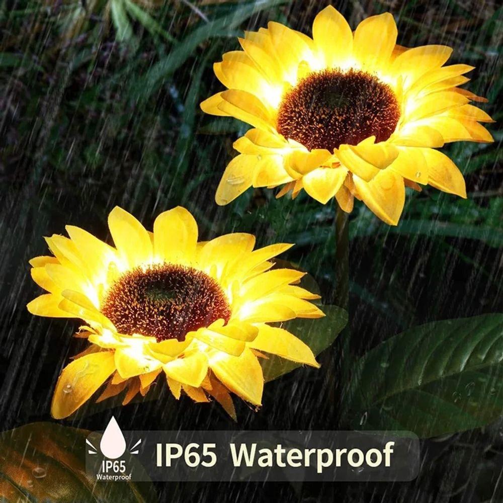 1/3 Head LED Solar Sunflower Lights Artificial Landscape Lamp Night Lights  Garden