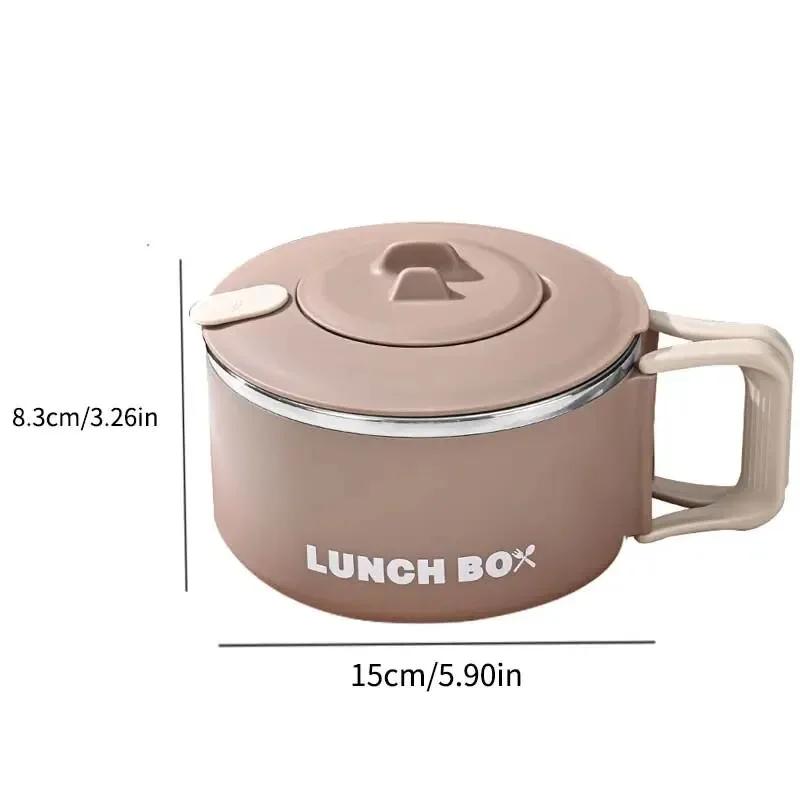 Large Capacity Lunch Box  Instant Noodles Soup Bowl Kitchen Tableware Ramen Bowl With Lid Fruit Salad Rice 304 Stainless Steel