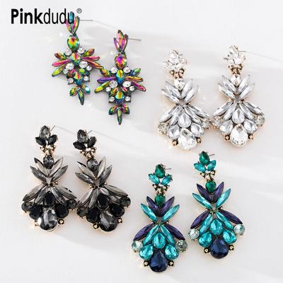 Fashion Colorful Gems Drop Earring New Korean Version Shiny Dangle Earrings for Women PD1086