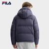 Fila White Casual Commuter Classic Retro Protective Warm Comfortable Hooded Down Jacket Men Outerwear Deep-Purple F11M543910FDP