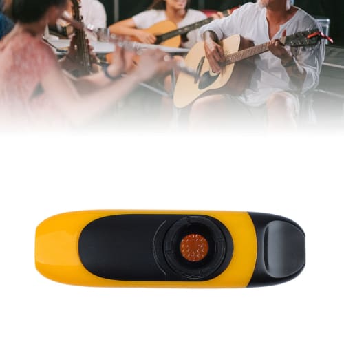 Atyhao Kazoo Musical Instrument Mouthpiece with Curved Design, Tone Adjustment, and String (Yellow)