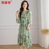 Hengyuanxiang Women's Printed V-Neck Short Sleeve Dress