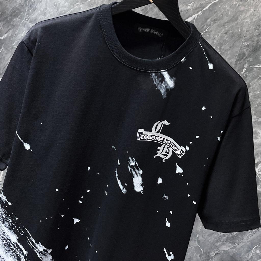 8735 CHROME HEARTS Léto 2026 Nové Vysoce Kvalitní Bavlna Kulatý Výstřih Volné Velký Rozměr Pánské a Dámské Tričko Pár Tričko