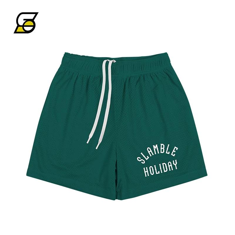 Slamble Summer Holiday Double-Layer Mesh American Shorts Men s Quick-Drying Breathable Basketball Sports Pants Cropped Pants M зелёный