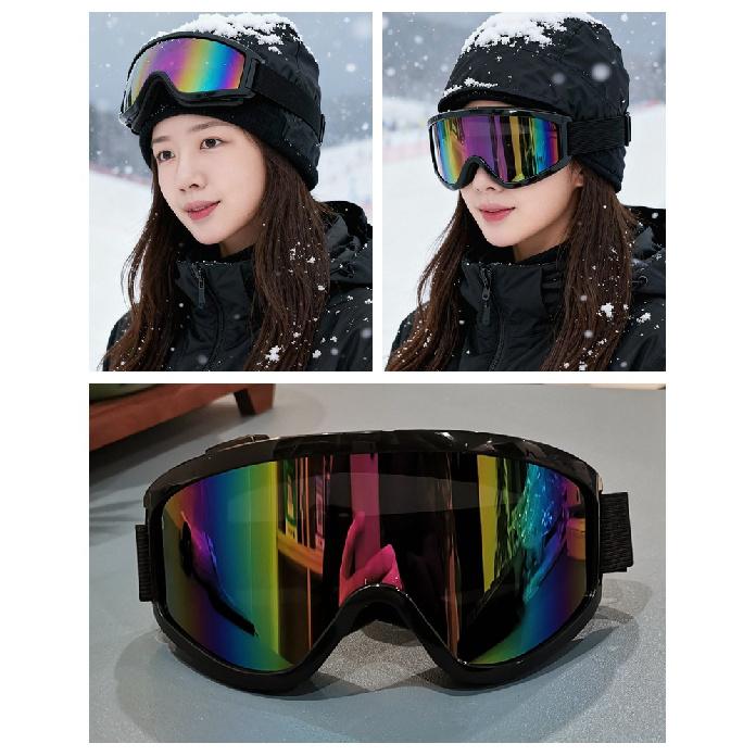 Winter ski goggles for men and women, suitable for those with prescription glasses, large frame with straps, windproof outdoor goggles for cycling