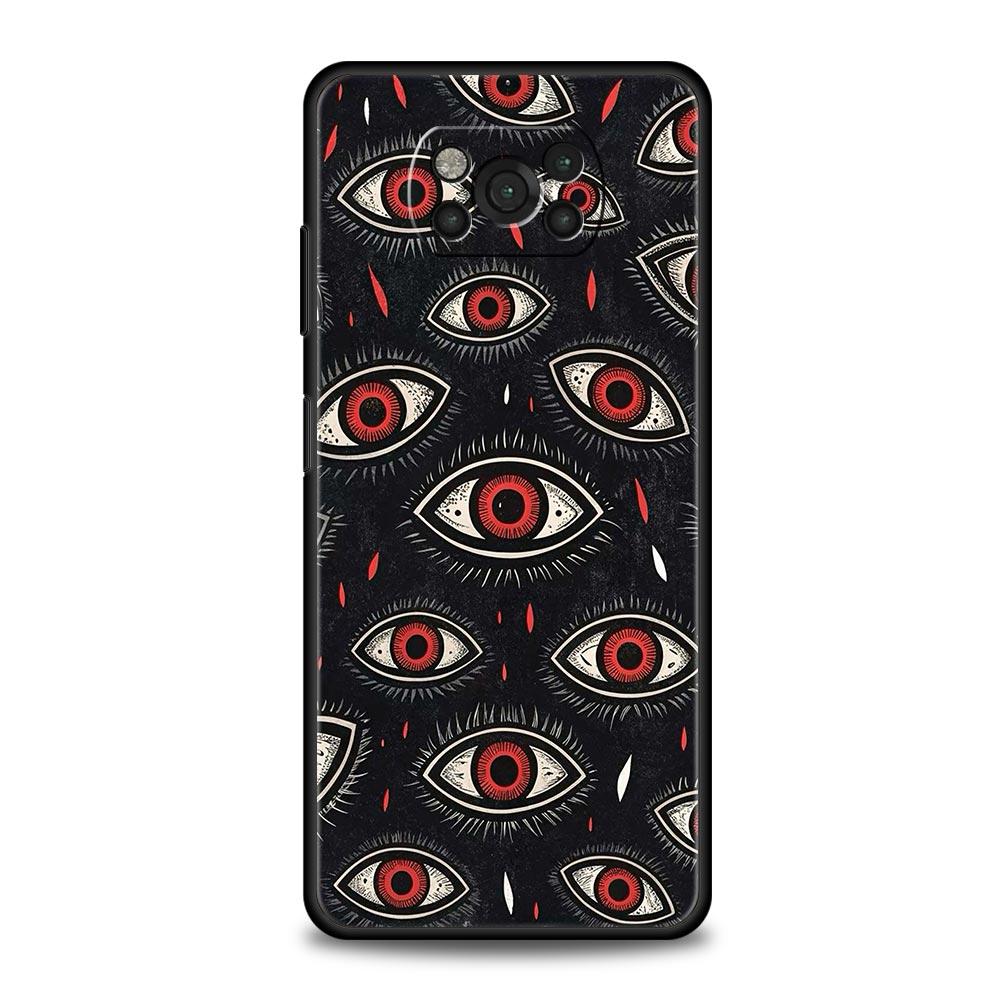 Spooky Scary Red Eye Phone Case Cover for Xiaomi Poco F7 Ultra F6 F5 F4 F3 X6 X5 X4 X3 NFC C51 C55 M4 GT 5G Soft TPU Shell Bags