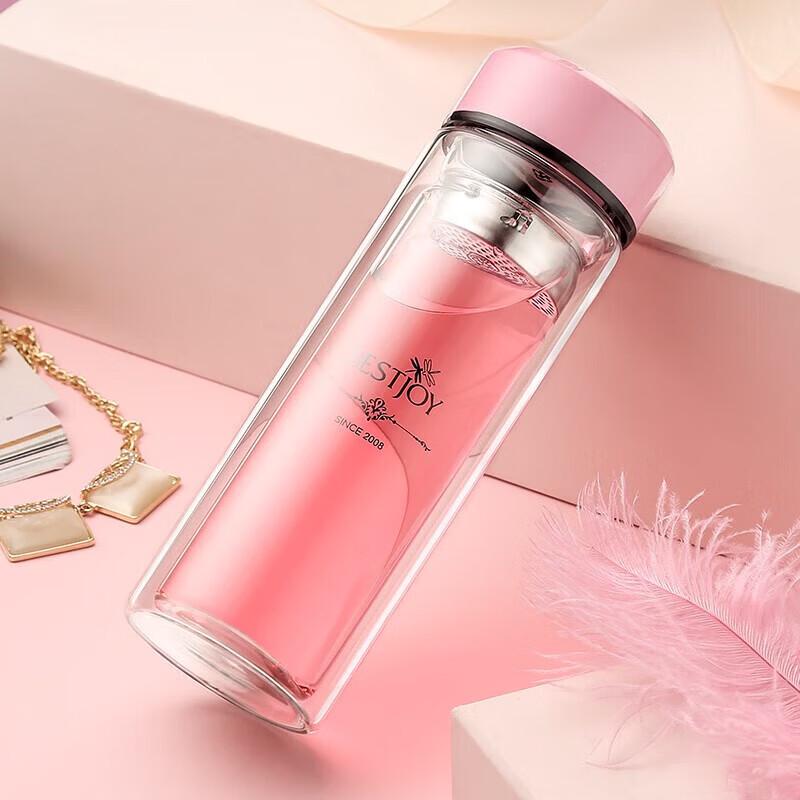 Fuguang Engraved Double-Layer Glass Tea Infuser Cup
