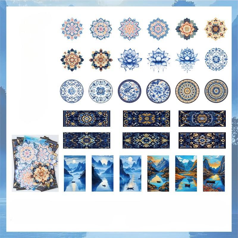 Vintage Baroque Flower Landscape Material Collage PET Sticker Creative DIY Journal Stationery