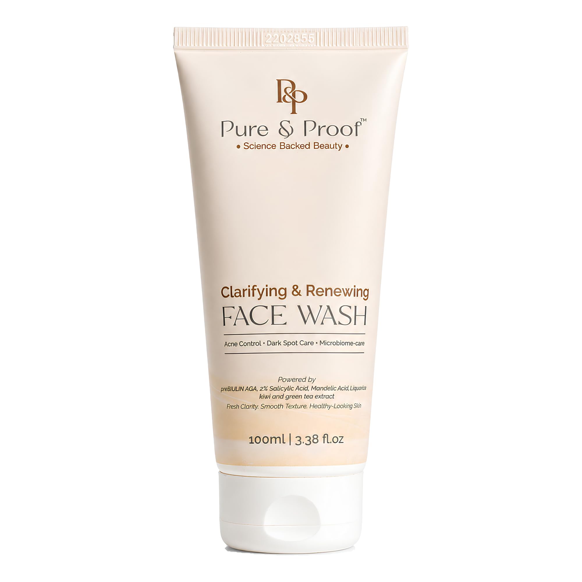 Pure & Proof Clarifying & Renewing Face Wash with 2% Salicylic Acid, Mandelic Acid, Green Tea Extract, 100ml Pack of 1