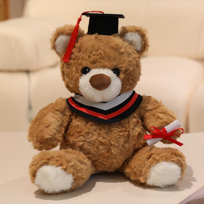 25cm Kawaii Graduation Dr.Bear Plush Toy Cute Christmas Hat Teddy Bear Soft Doll Boys Girls Kids Students Graduation Lovely Gift