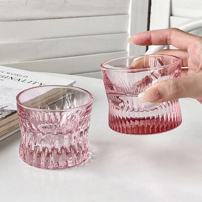 Neuartige Kristallglastasse, dickes rosa Damen-Weinglas, Whisky-Puck, transparente Brandy-Tasse, Eiskaffeetasse