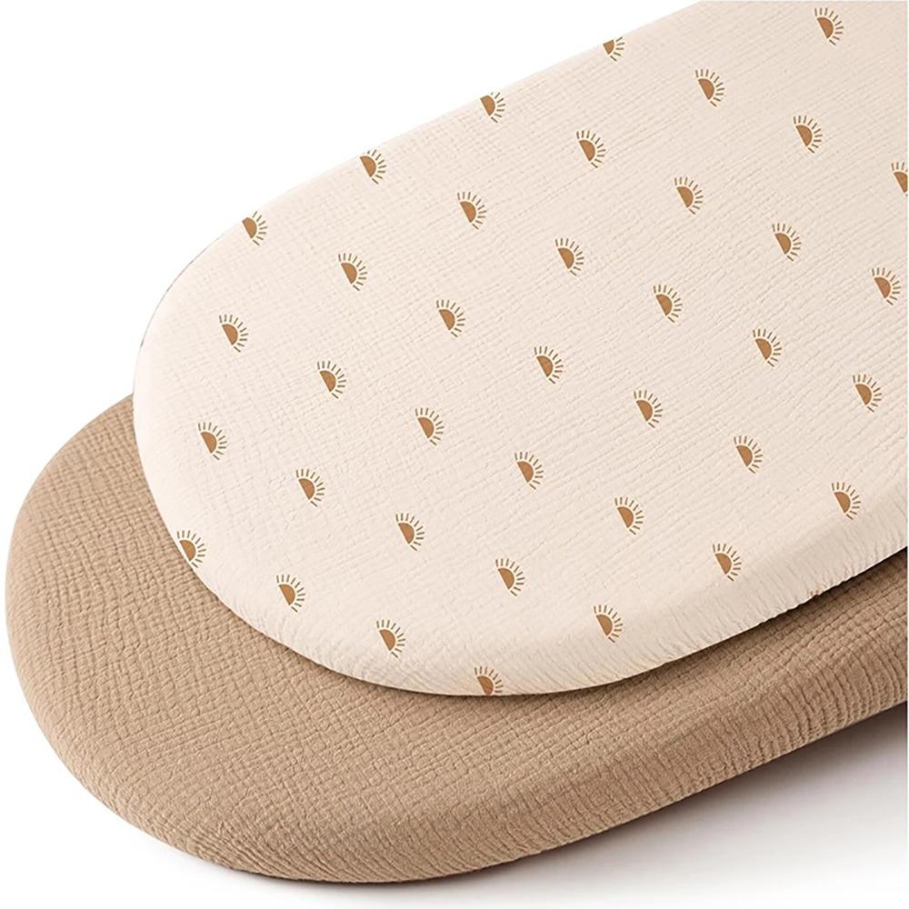 2Pcs/Set Solid Baby Fitted Sheet Printed Cradles Mattress Cover Durable Newborn Changing Pad Cover