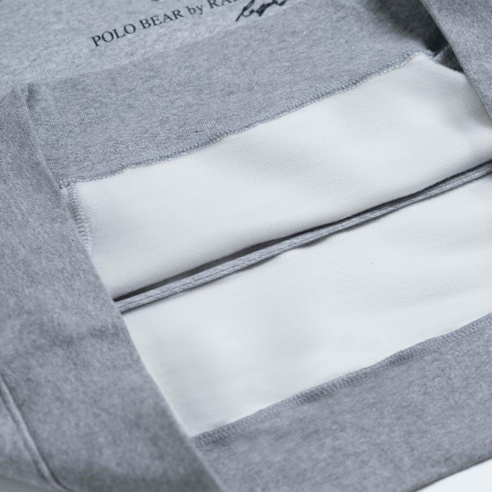 Polo Ralph Lauren FW23 Bluza polarowa z kapturem i długim rękawem w jednolitym kolorze z wzorem misia Męska bluza Szara 710790597-002