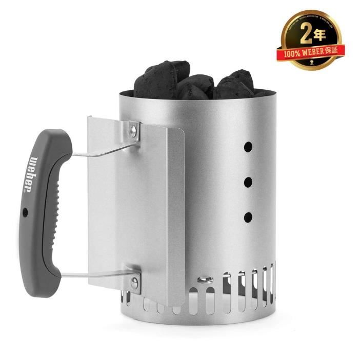 Chimney Starter - WEBER - Small Smokey Joe Model - Stainless Steel - Grey - Fast Ignition