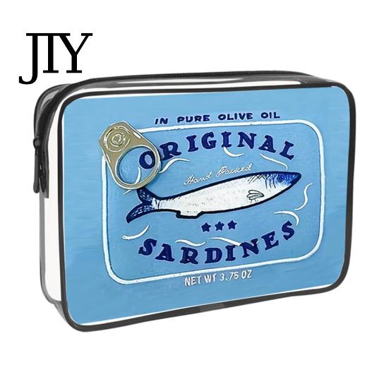 Retro-Fischdosen-Design Kosmetiktasche Sardinen Kosmetiktasche, durchsichtige wasserdichte Tasche, Reißverschluss Transparente Reise-Aufbewahrungstasche Verschluss Toilettenartikel für Damen