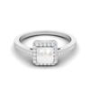 6 MM Quadratische Form Perlen Halo Akzent 925 Sterling Silber Damen Hochzeit Verlobungsring