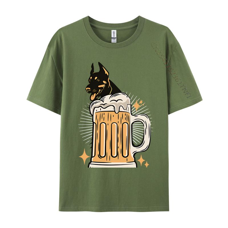 Doberman Dog Lover Funny Beer Lover Tshirt Black High Quality Funny Style T Shirt Cotton Mens Tops Tees