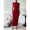 2026 Women's Spring/Summer Sleeveless Back-Slit Ruched Tight-Fitting Bodycon Dress