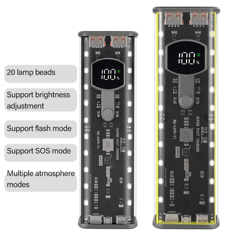 For 21700 Battery Storage Box USB C Quick INstalls Case Transparent Enclosure 4 Cell Holder Not Need Welding