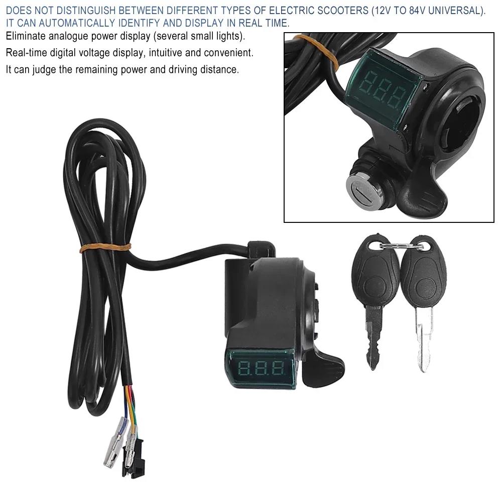 Thumb Throttle with Digital Voltmeter LCD Display Power Switch with Key Lock for Electric Scooter Electric Bicycle Parts Throttles 2