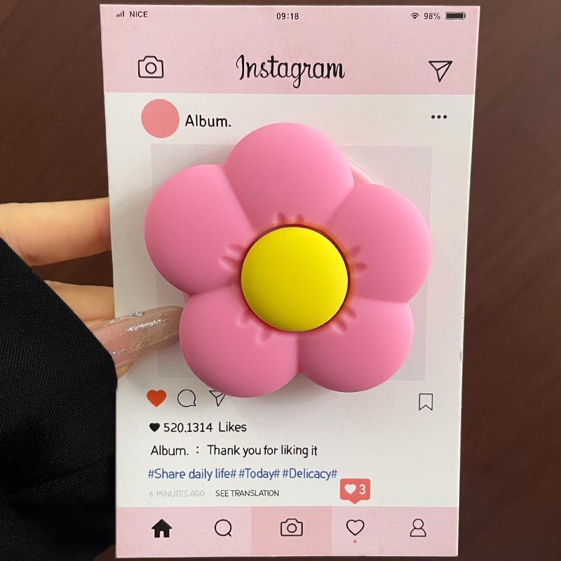 Pink Flower Silicone MagSafe Magnetic Bracket with Strong Desktop Retraction and Airbag Design