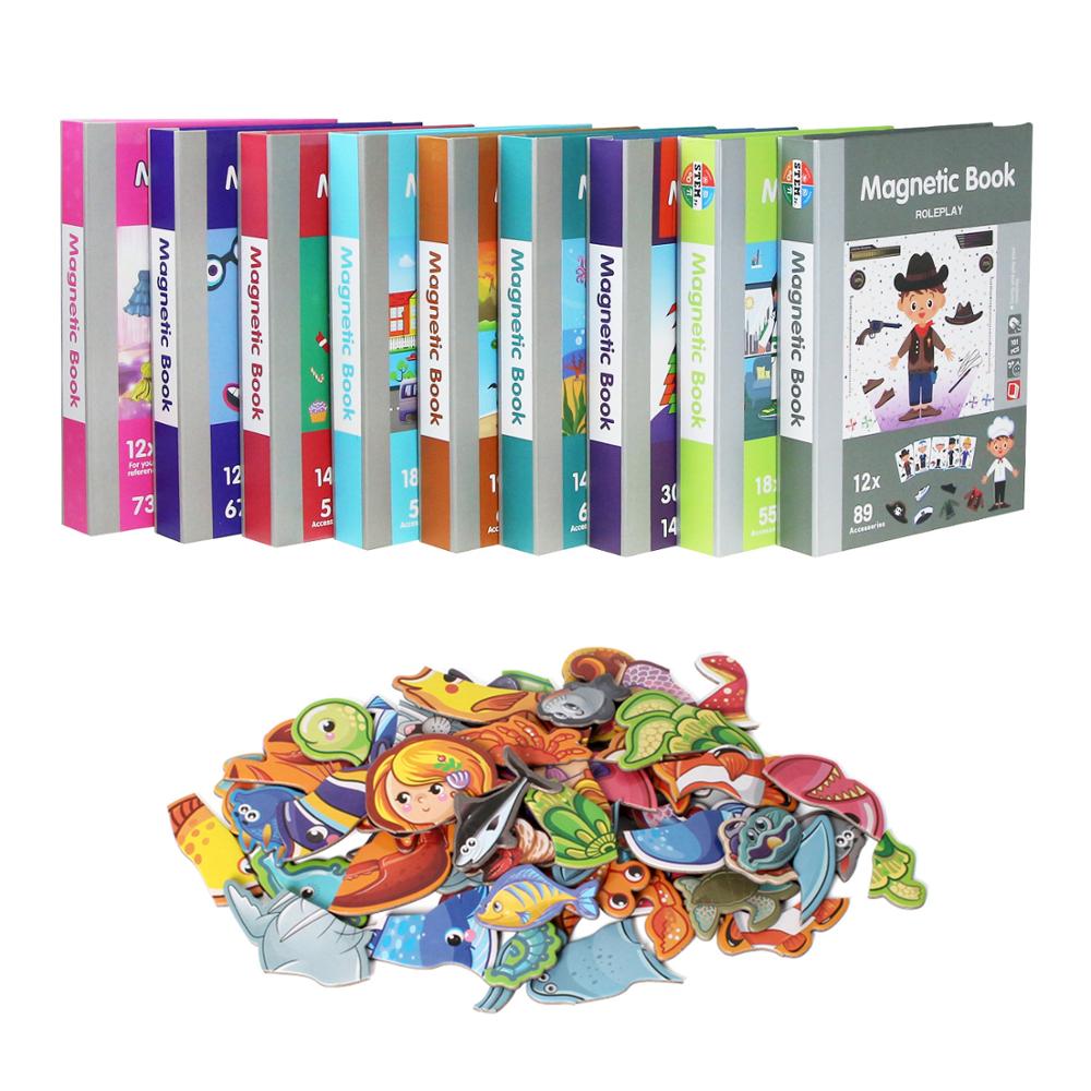 Children Intelligent Magnetic Book Kids Early Education Puzzle Toys Dress Up DIY 3D Puzzles Jigsaw Brain Training Game Gift Toy