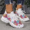 Fashion Floral Print Women's Knitted Sneakers Summer 2025 New Breathable Air Mesh Casual Shoes Woman Light Weight Walking Sports Flats