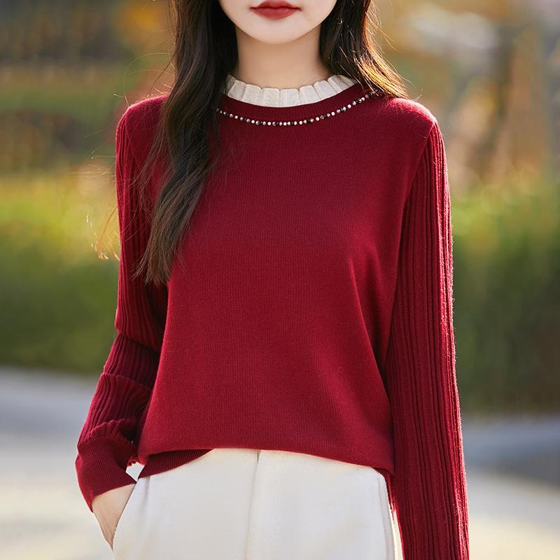 Pull en cachemire pour femme Qinghe cachemire 50% soie 50% laine pull en cachemire automne et hiver doux et chaud