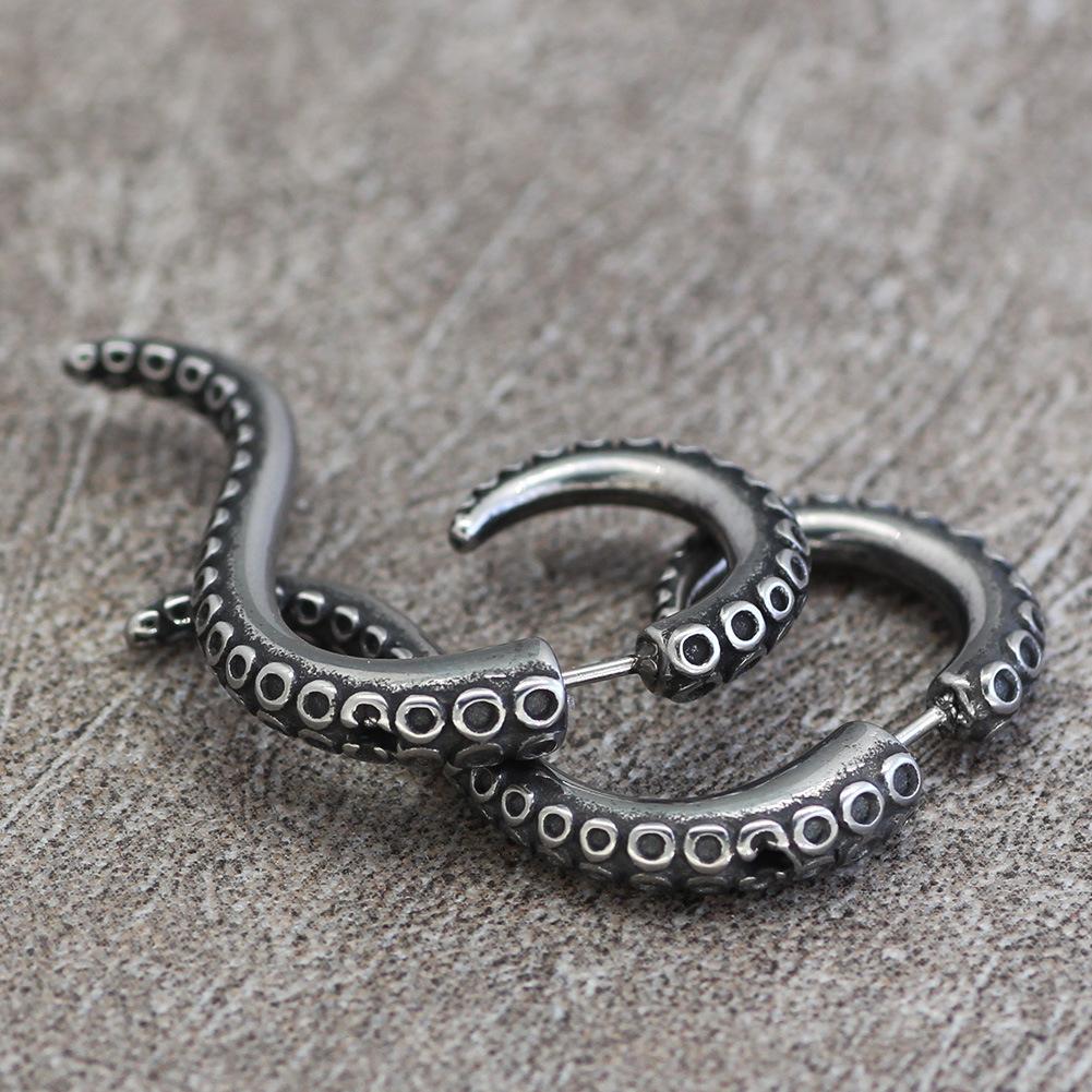 Popular Gothic Octopus Earrings False Spiral Cone Punk Ladies Alloy Earrings