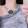 Luxury Exaggerated Flower Necklace Big Neck Chain Elegant Metal Rose Necklace  Daily