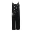 Mono sin mangas para mujer Casual Holgado Pierna ancha Mono Pantalón largo con bolsillos Tirantes finos ajustables Atuendo de verano