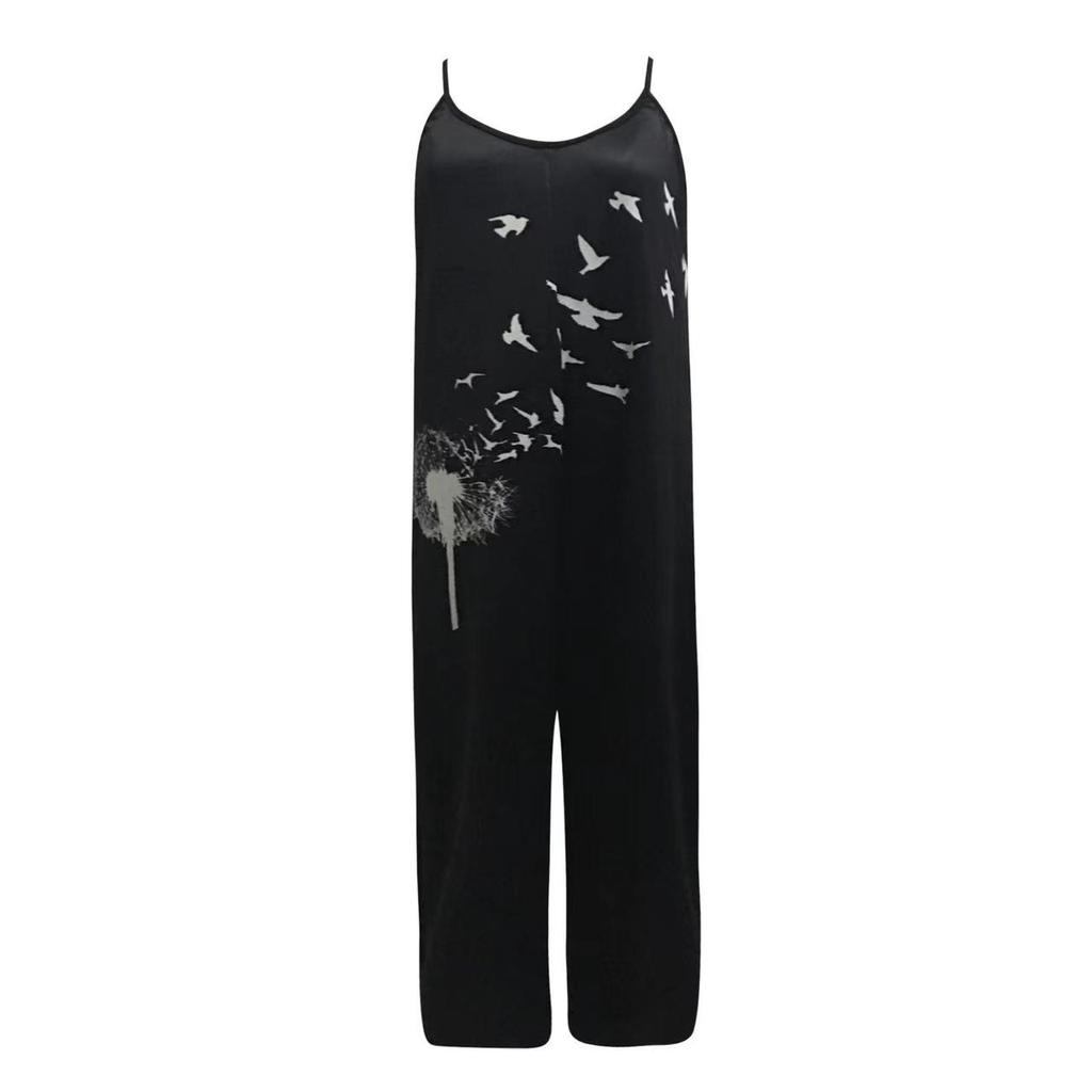 Mono sin mangas para mujer Casual Holgado Pierna ancha Mono Pantalón largo con bolsillos Tirantes finos ajustables Atuendo de verano