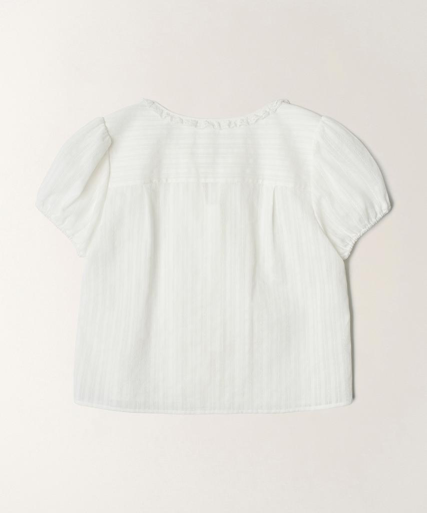 TTUDEMENT Eyelet Lace Puff Blouse_White