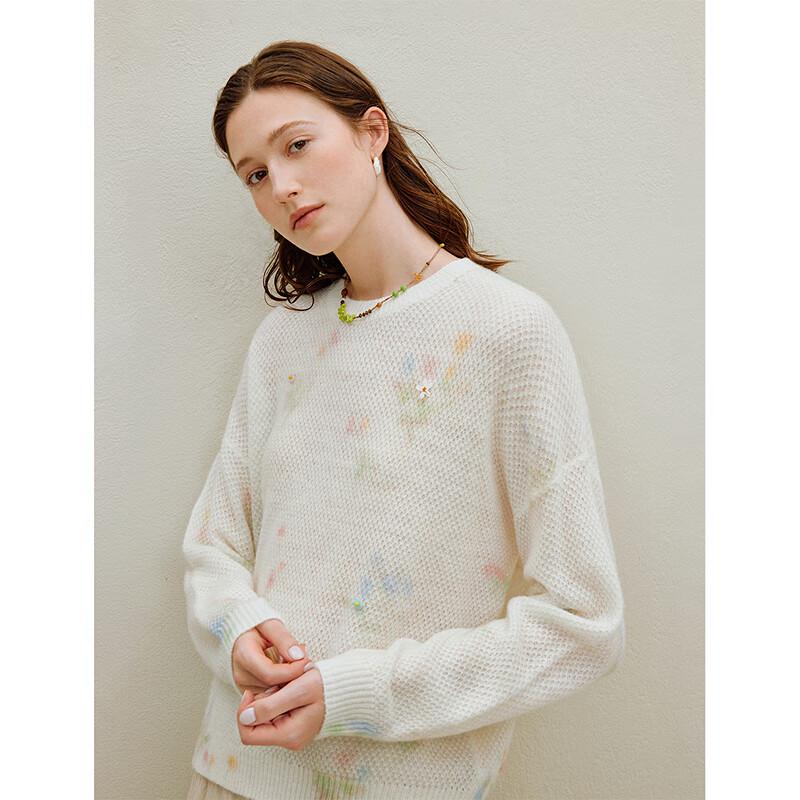 Inman Women's Printed Round Neck Knit Sweater