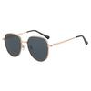 Retro Polygon Large Frame Metal Sunglasses with UV Protection for All Genders