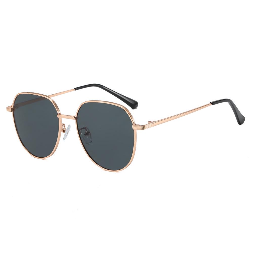 Retro Polygon Large Frame Metal Sunglasses with UV Protection for All Genders