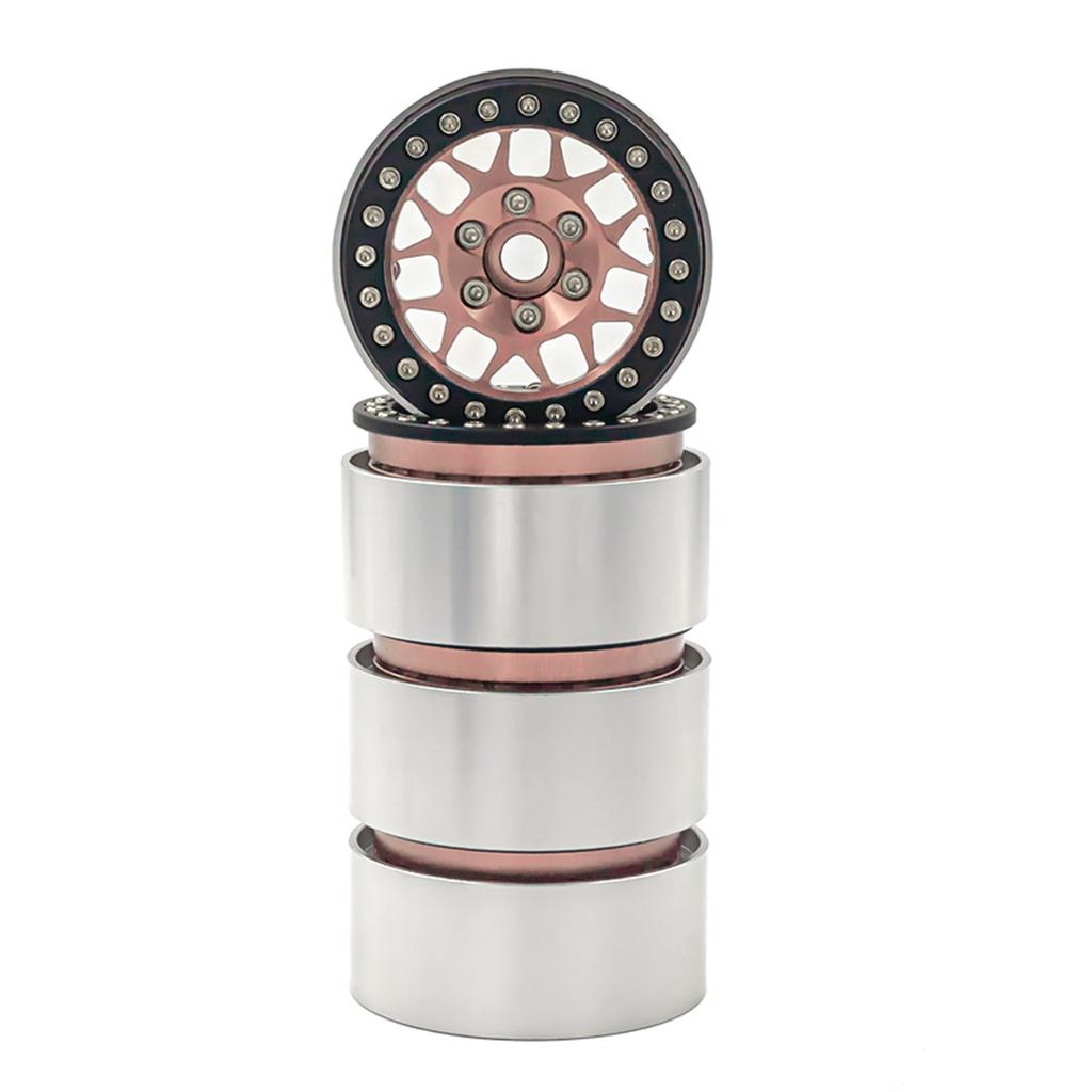 Aluminum Alloy Wheel Rim Beadlock Wheel Rims Hub 4pcs 1.9inch Replacement for 1 10 TRX4 Axial SCX10 90046 SCX10 III