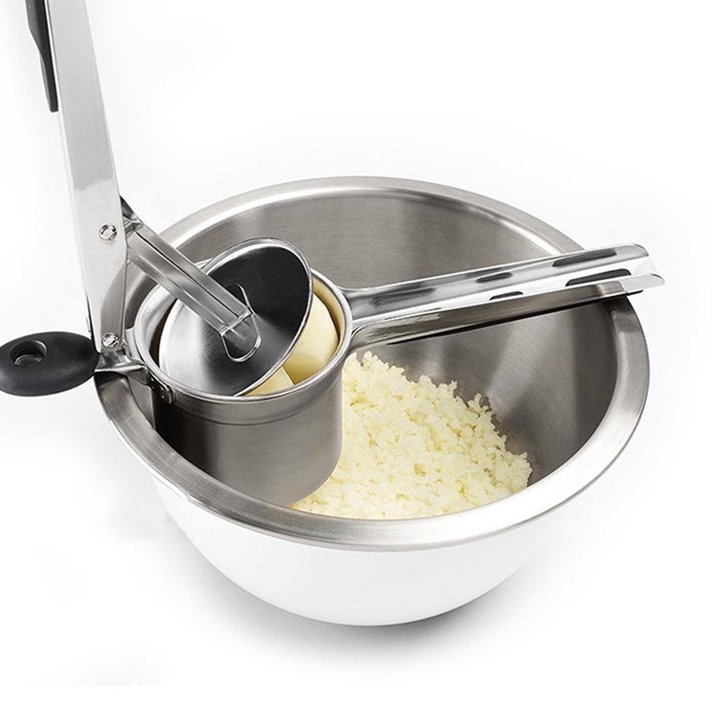 Potato Ricer, Stainless Steel Potato Ricer Fruit and Vegetables Masher Food Ricer Large Capacity with 3 Interchangble Discs Inner Cup