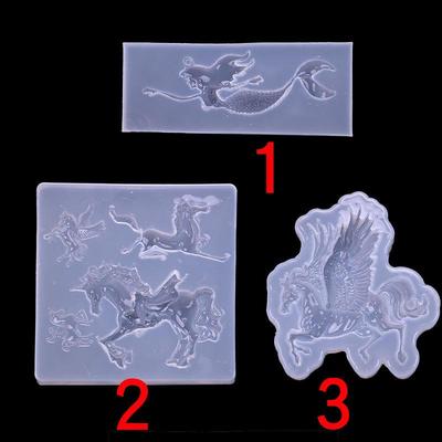Moule en Silicone Époxy Cristal DIY Forme Sirène & Pégase pour Résine UV & Argile Polymère