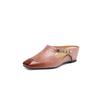 Französische High-End-Hohlbeutel-Kopf-Halbpantoffeln Damen Sommer Oberbekleidung Innen erhöhend Quadratischer Kopf Muleschuhe Vielseitige Keilabsatzsandalen