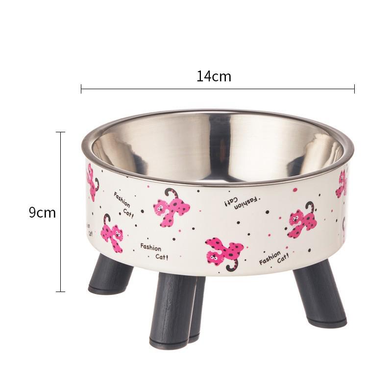 Non-Slip Stainless Steel Pet Bowl - High-Footed Design for Cat & Dog Neck Protection