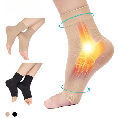 1 Paio Calzini a Compressione alla Caviglia per Donna Uomo Compressione 30-40 mmHg Supporto alla Caviglia Tutore Calzini a Punta Aperta per Sollievo Massaggio