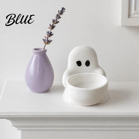 Halloween Ghost Candle Holder Holder Cute 3D Printed Tea Light for Small Aromatherapy Scented Candles Tabletop Candy Dish Party Decor Novelty