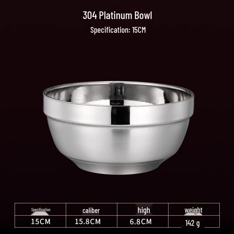 Yujia 304 Stainless Steel Double-Layer Anti-Scald Bowl