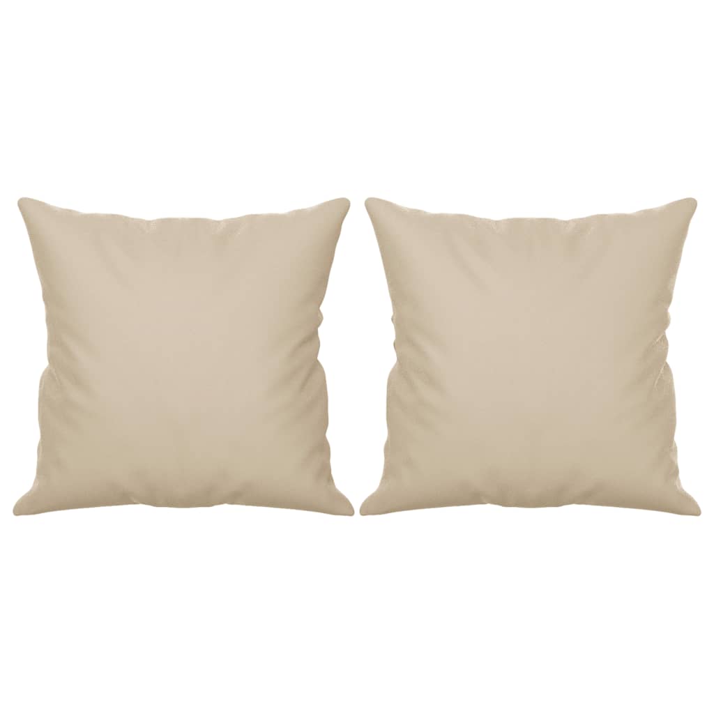 2 Seater Sofa with Cushions Cream 140 cm Microfiber Fabric