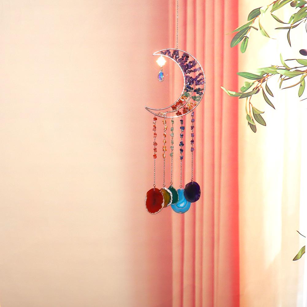 Tree of Life Agate Slice Crystal Pendant - Handmade Craft