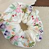 Floral Scrunchies Satin Scrunchies Embroidery Flower Scrunchies Aesthetic Elastic Hair Band No Damage Hair Ties Blossom Ponytail Holders for Women