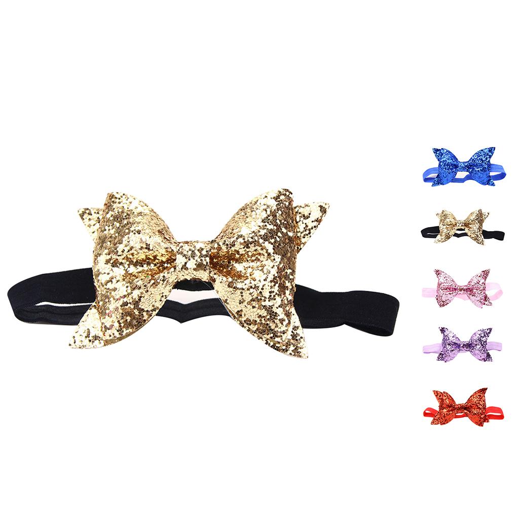 Baby Girls Headbands Bling Sparkly Glitter Sequin Hair Bands Bows Accessories