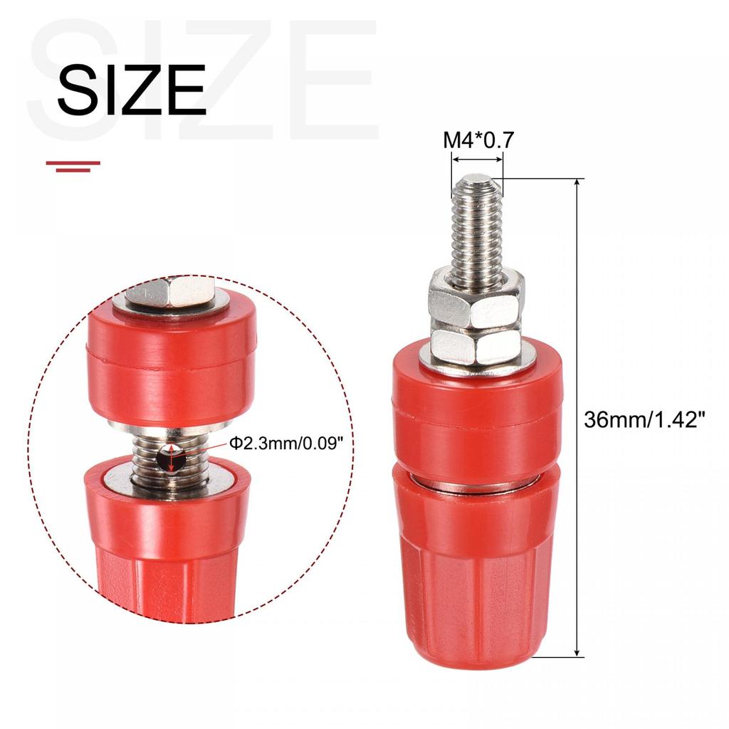 uxcell Terminal Binding Connector Terminal Banana Plug Speaker Posts, Bindings, Post-Amp Connectors, Jacks, Connectors, Red, 2-Pack