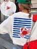 Spring Summer Women'S Top Easy Painting Style Crab Print Short Sleeve Round Neck T-Shirt with Slight Aesthetic Clothes